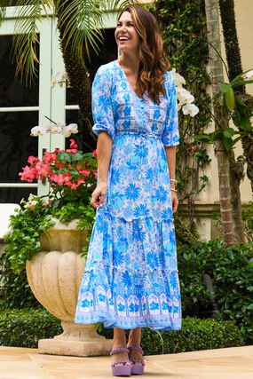 Carrie Dress / Blue-Lilac Breath Ease Flattering Waist