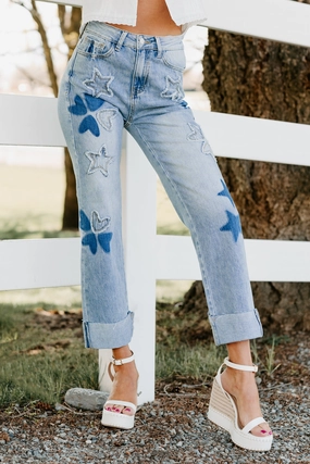ReinforcedPockets Freya Star & Heart Patch Saige Denim Jeans (Light)