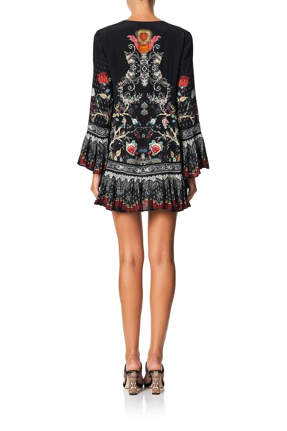 FRILL HEM LONG SLEEVE DRESS HAUTE PROVINCIAL