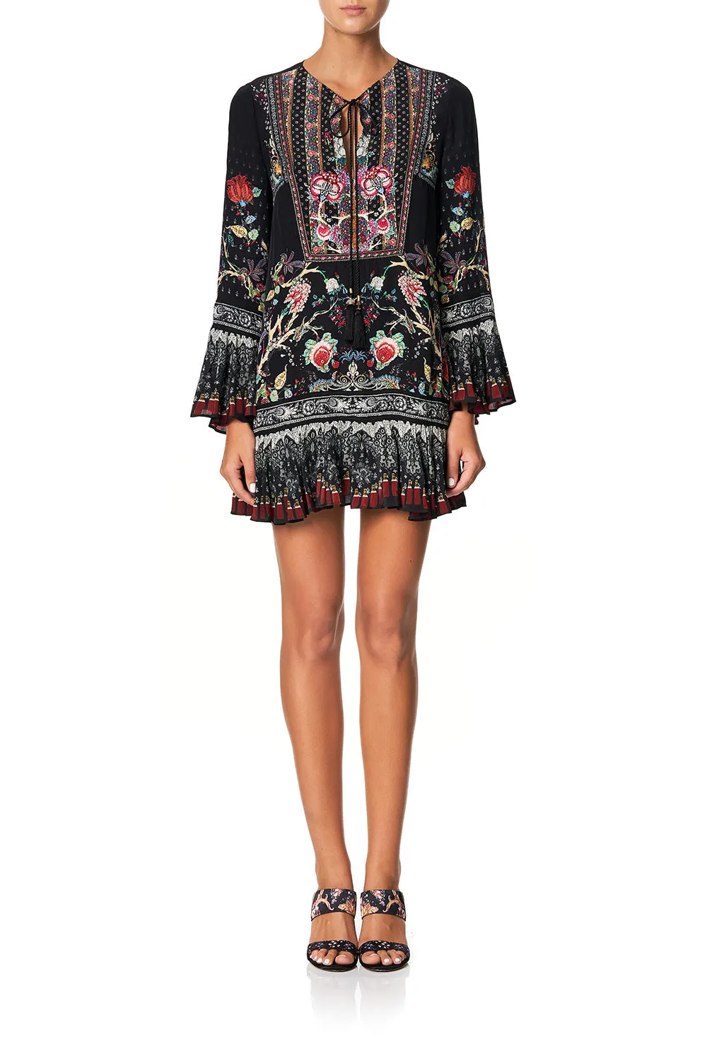 FRILL HEM LONG SLEEVE DRESS HAUTE PROVINCIAL