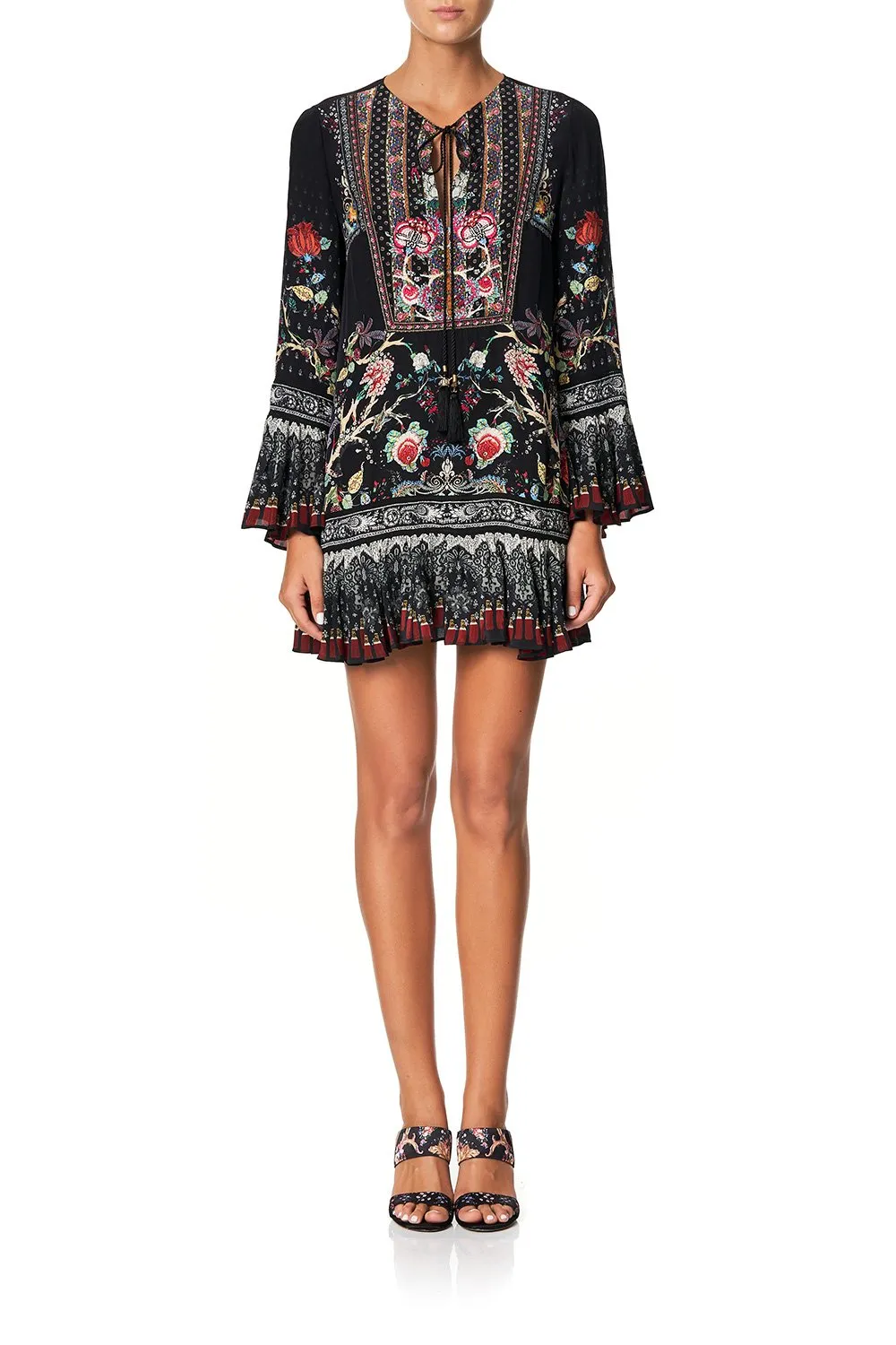 FRILL HEM LONG SLEEVE DRESS HAUTE PROVINCIAL