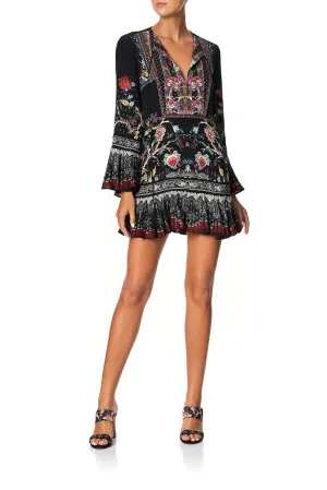 FRILL HEM LONG SLEEVE DRESS HAUTE PROVINCIAL