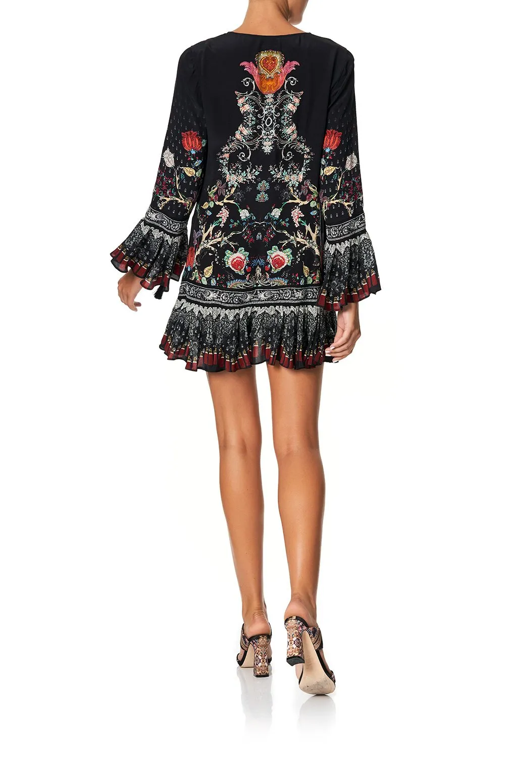 FRILL HEM LONG SLEEVE DRESS HAUTE PROVINCIAL
