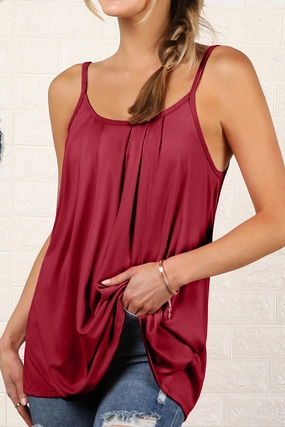 AllDay Comfort Tech DurableBlend FRONT PLEATED CAMI TANK TOP WITH PLUS SIZE