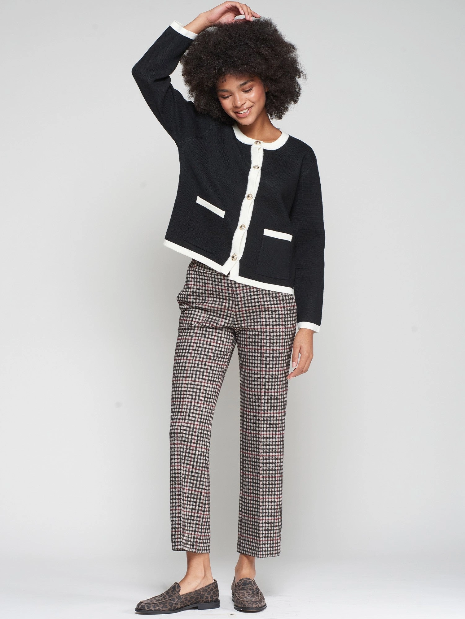 FRONT SEAM HOUNDSTOOTH TROUSER Thermal Insulation Layer Breathable mesh design