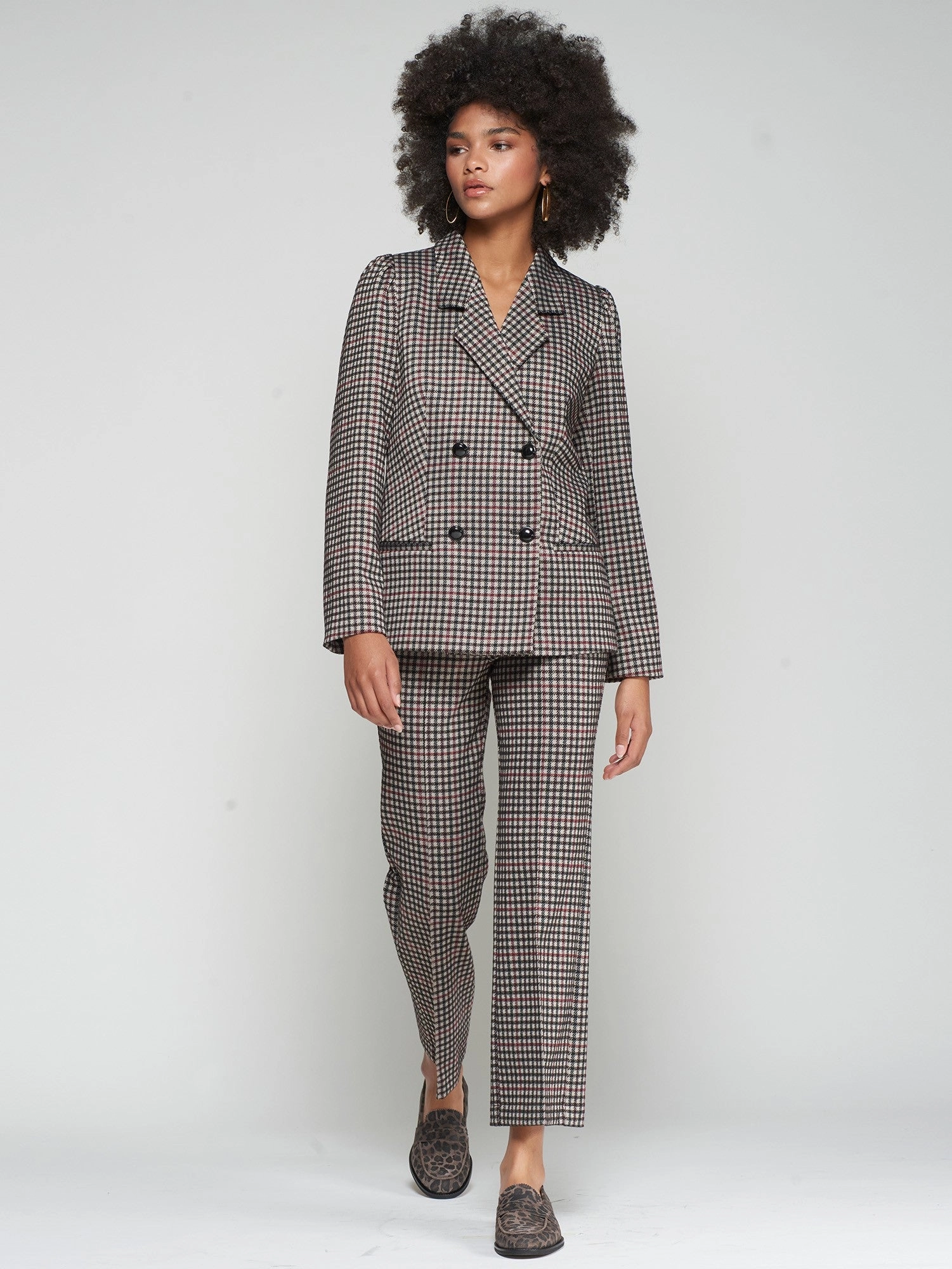 FRONT SEAM HOUNDSTOOTH TROUSER Non-Binding Fit Breathable Stretch