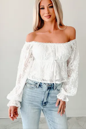 Frosted Whimsy Lace Long Sleeve Top (White) Airflow Optimized Weave
