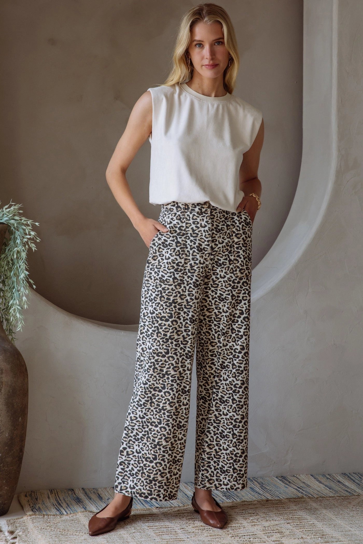 GABRIELLA WASHED LEOPARD PRINT PANTS Low Maintenance