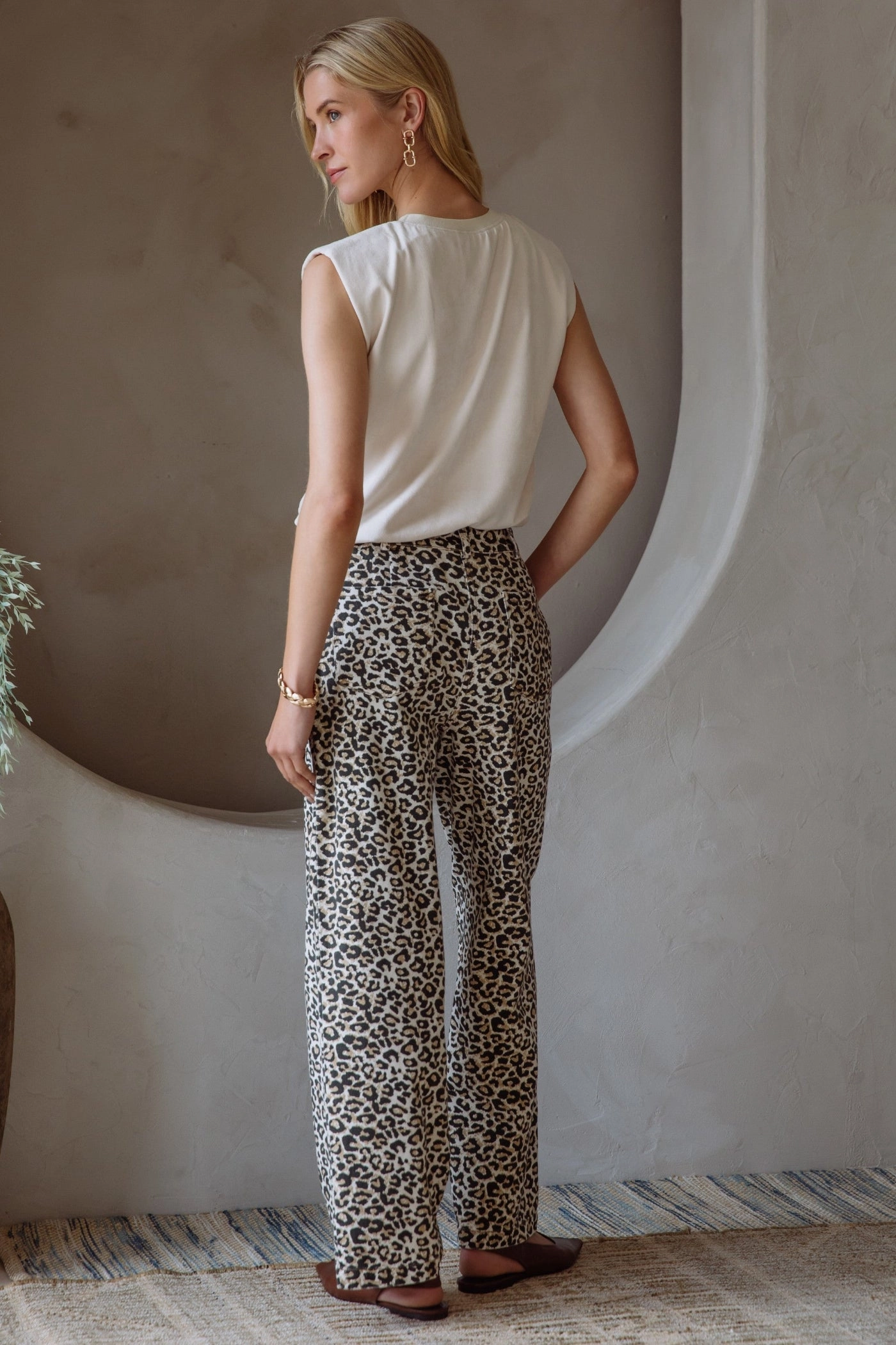 Windproof Membrane GABRIELLA WASHED LEOPARD PRINT PANTS