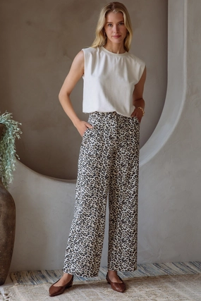GABRIELLA WASHED LEOPARD PRINT PANTS Low Maintenance