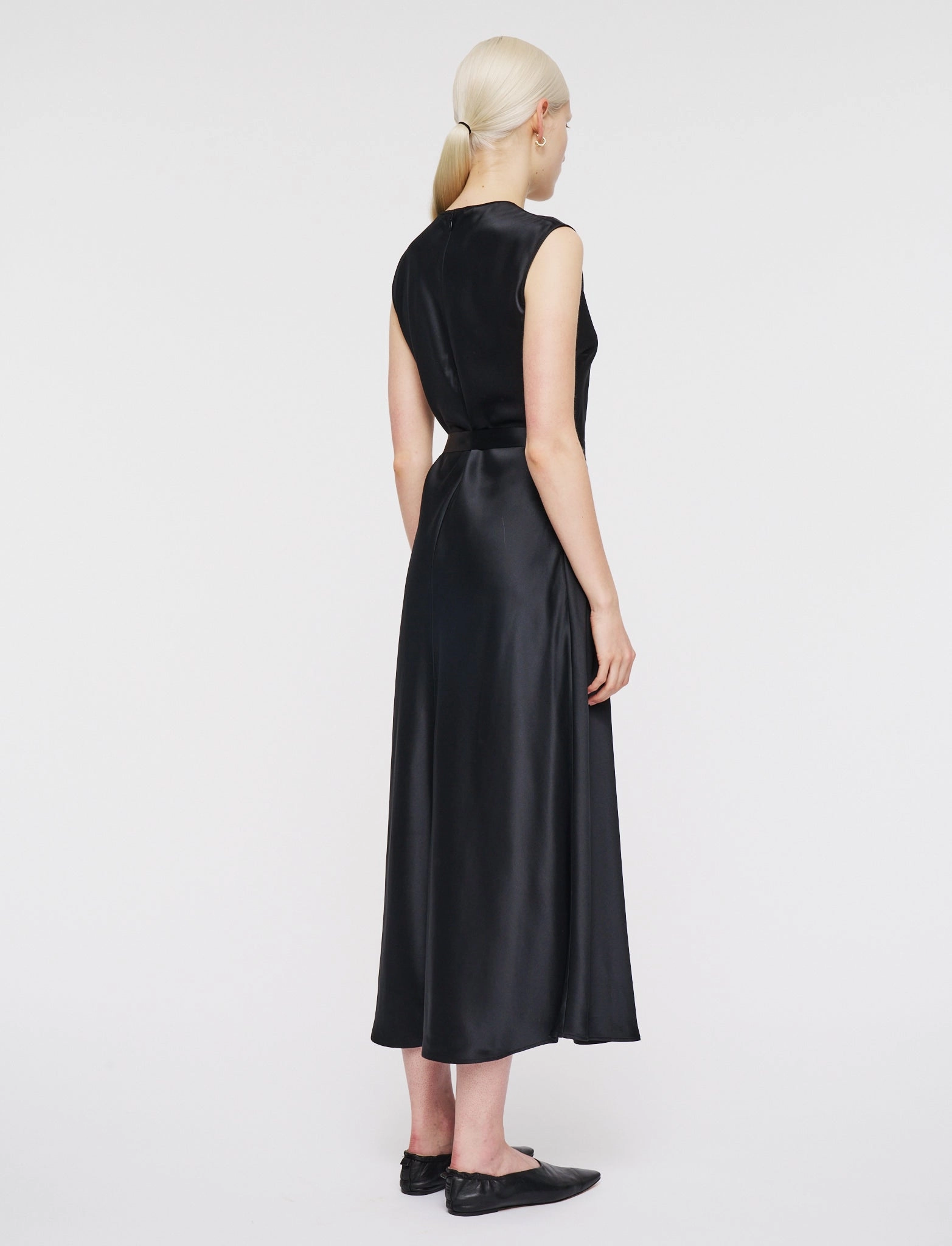 packable Modest Look Garnier Silk Satin Dress