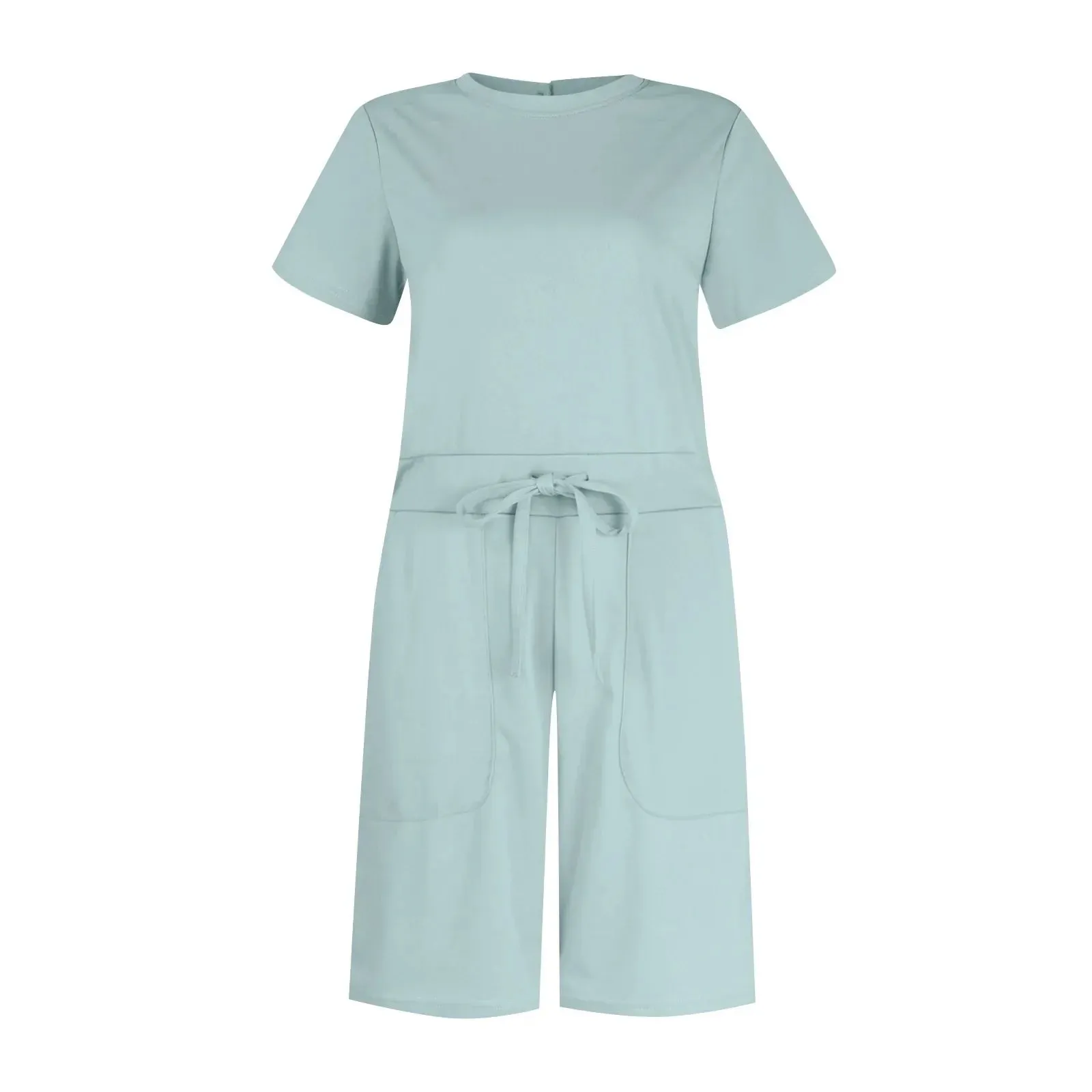 Gathered-Waist Romper for Women - Casual Tee Playsuit