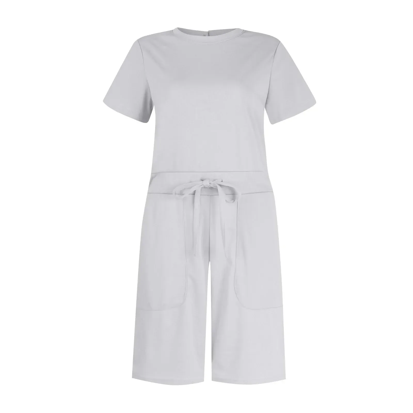 Gathered-Waist Romper for Women - Casual Tee Playsuit