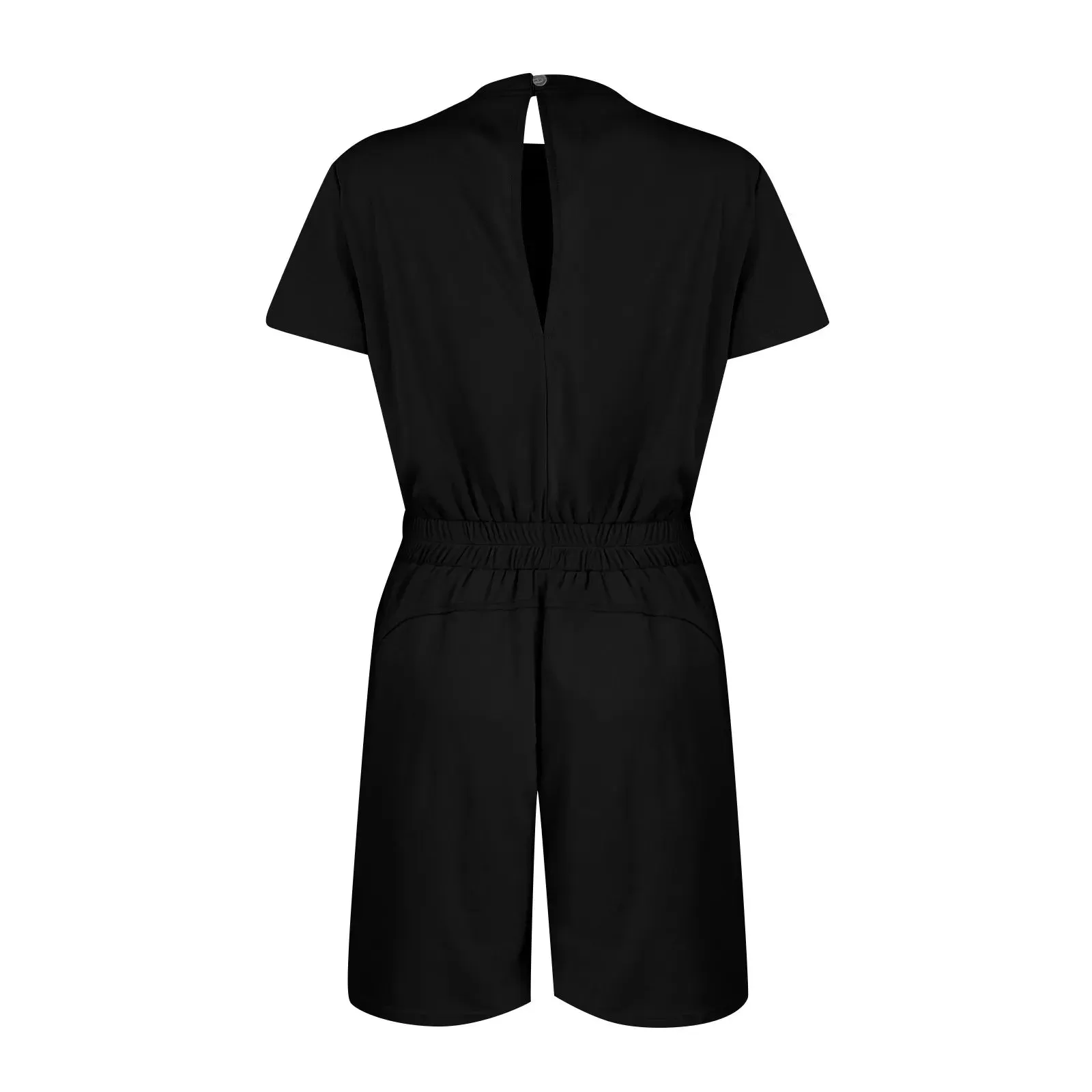 Gathered-Waist Romper for Women - Casual Tee Playsuit