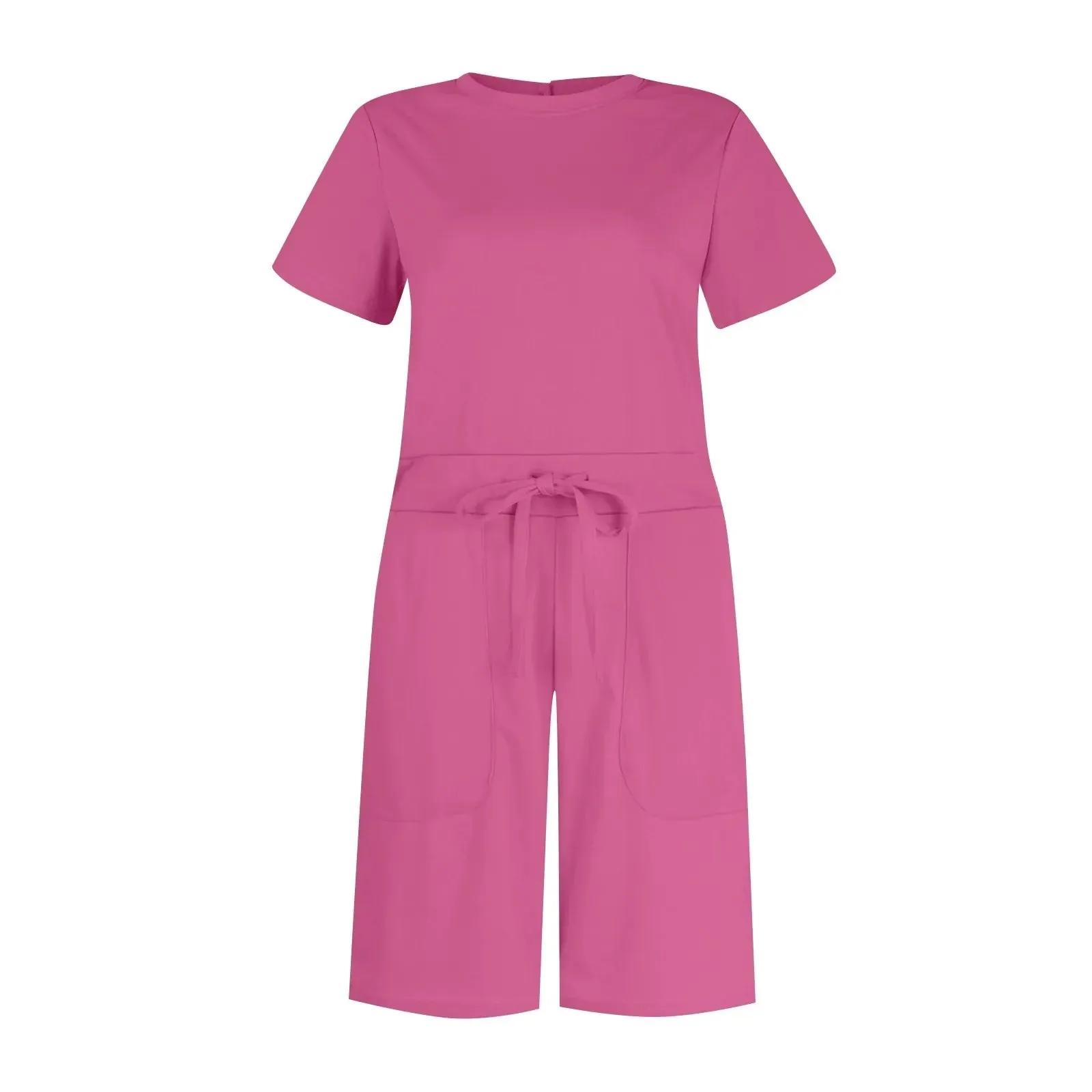 Gathered-Waist Romper for Women - Casual Tee Playsuit