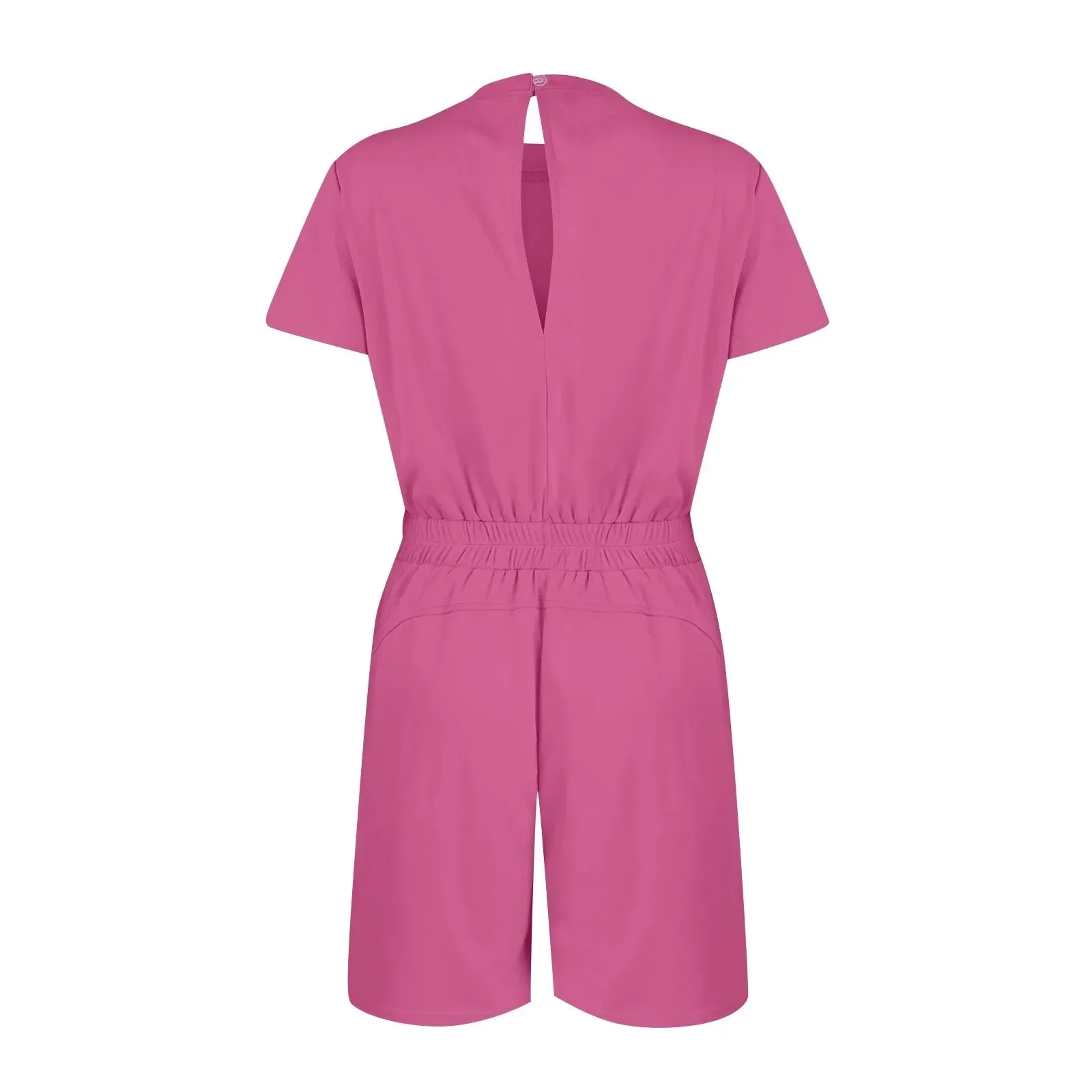Gathered-Waist Romper for Women - Casual Tee Playsuit