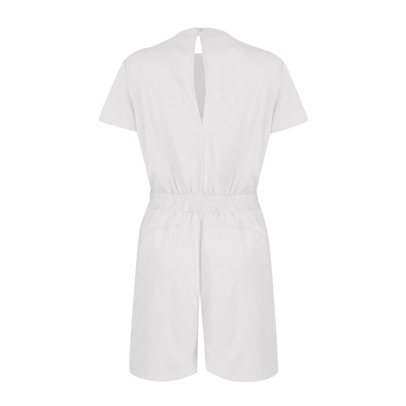 Gathered-Waist Romper for Women - Casual Tee Playsuit