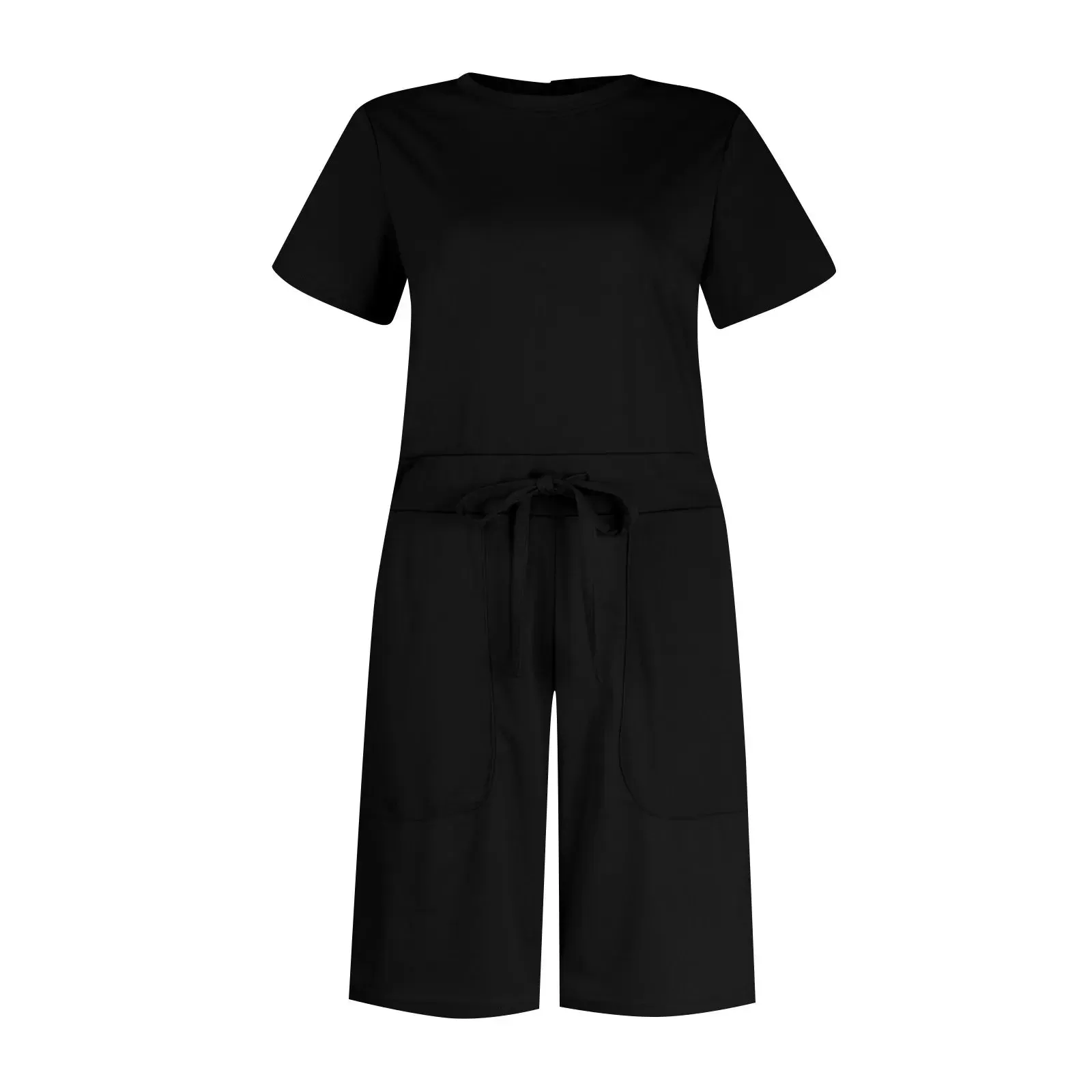 Gathered-Waist Romper for Women - Casual Tee Playsuit