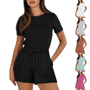 Gathered-Waist Romper for Women - Casual Tee Playsuit