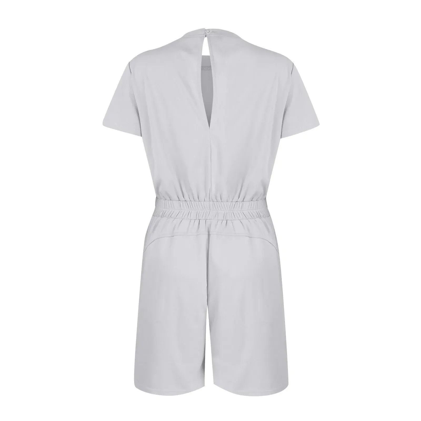 Gathered-Waist Romper for Women - Casual Tee Playsuit