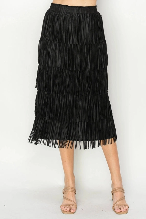 Jayleen Fringe Skirt in Black All Day Comfort