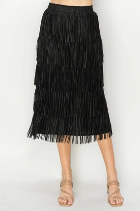 All Season Jayleen Fringe Skirt in Black