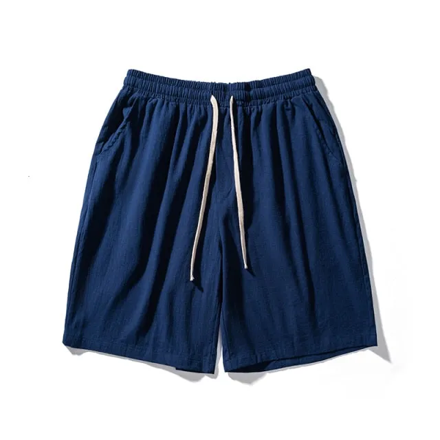 GbolsosMrGB Cotton Line Shorts Men 2021 Summer Beach Casual Shorts Baggy Basic Pockets Shorts Men's Clothing