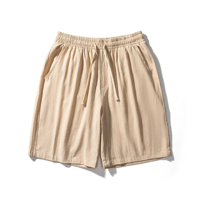 GbolsosMrGB Cotton Line Shorts Men 2021 Summer Beach Casual Shorts Baggy Basic Pockets Shorts Men's Clothing