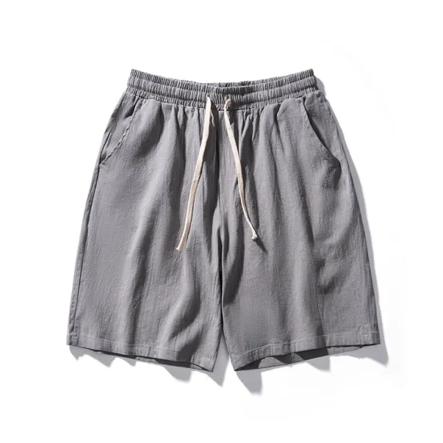 GbolsosMrGB Cotton Line Shorts Men 2021 Summer Beach Casual Shorts Baggy Basic Pockets Shorts Men's Clothing