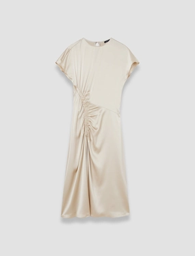 Geegee Ruched Silk Satin Dress Sophisticated Cut Bright Appeal