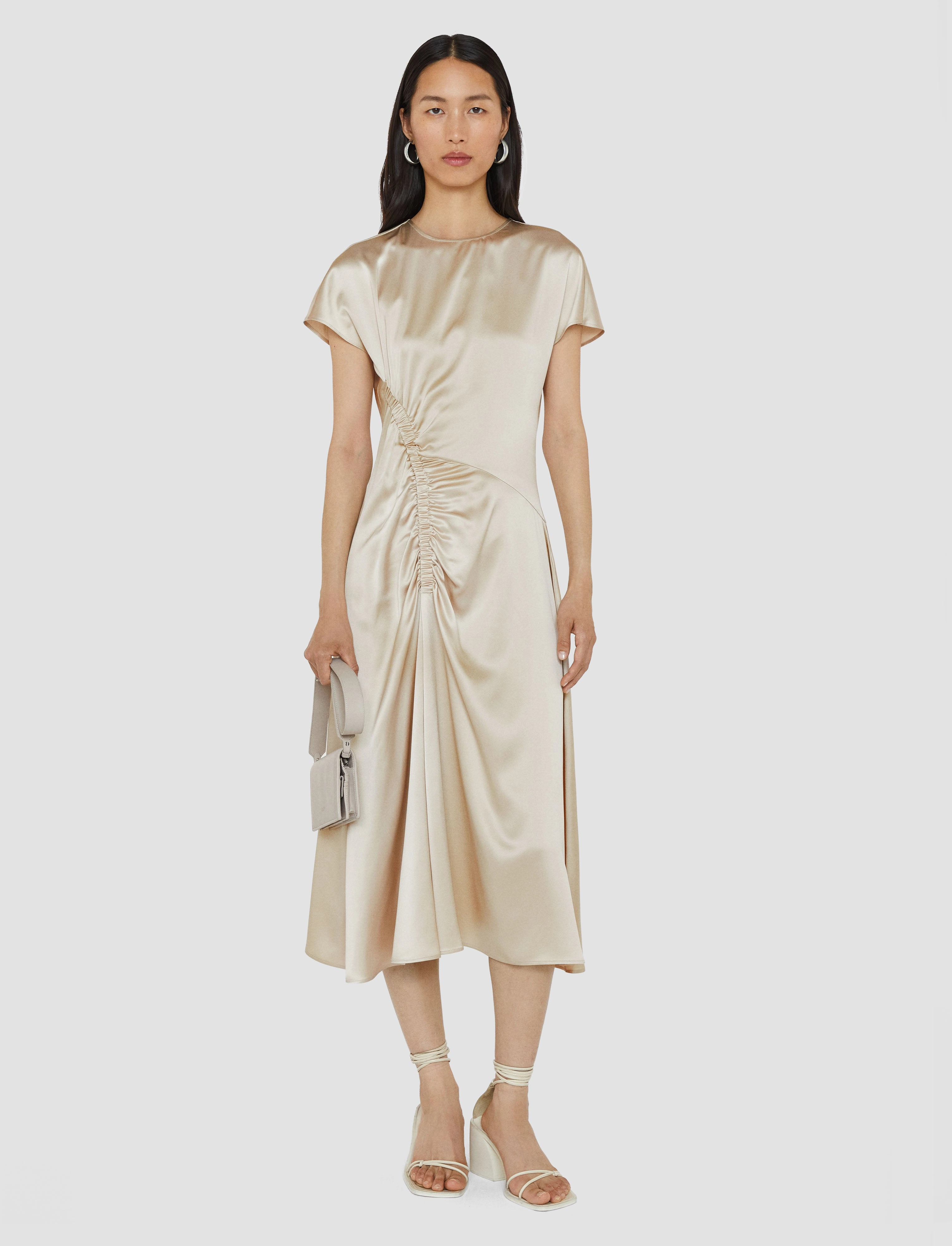 Geegee Ruched Silk Satin Dress Casual and Comfy
