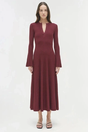 Flower Grace Work or Casual Genna Knit Midi Dress Cranberry