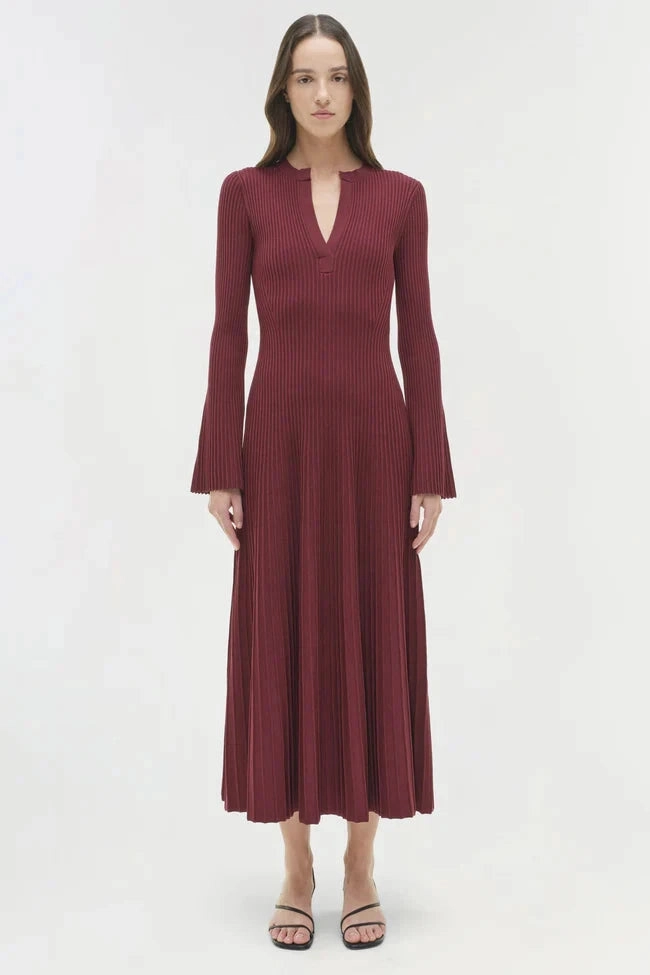 Flower Grace Work or Casual Genna Knit Midi Dress Cranberry