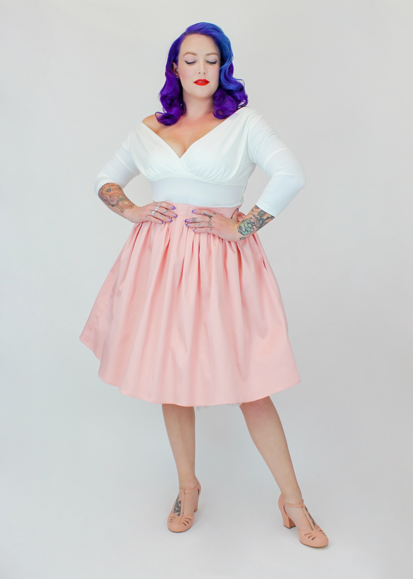 High End Quality Couture Inspired Salmon Pink Pleated Circle Skirt #PC-PP