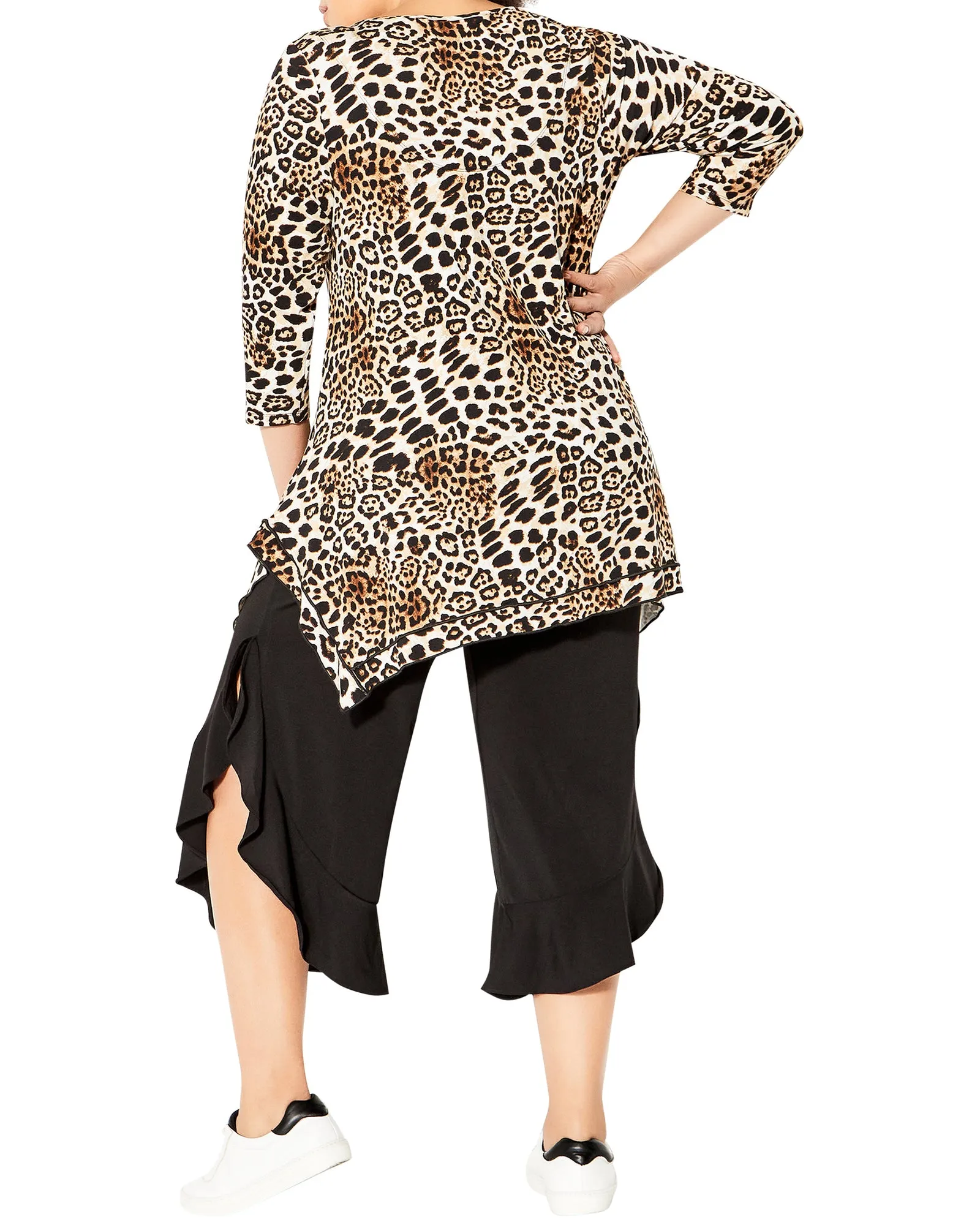 Gia Frill Print Tunic | Tan / Black