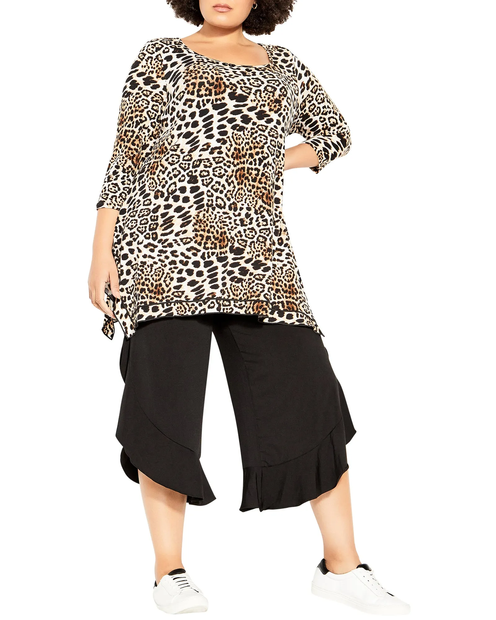 Gia Frill Print Tunic | Tan / Black