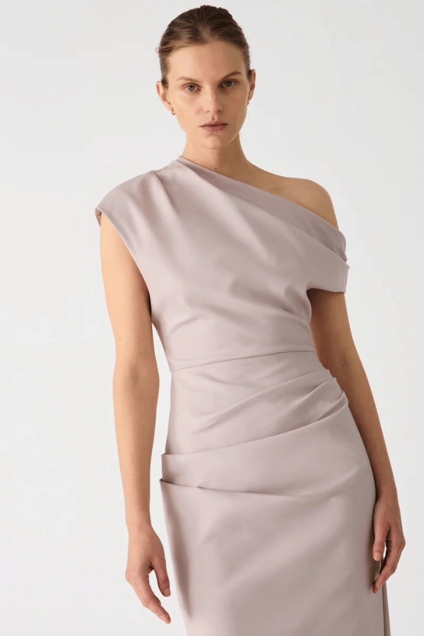 Gia Midi Dress Faded Silver Bold Movement Earth Colors