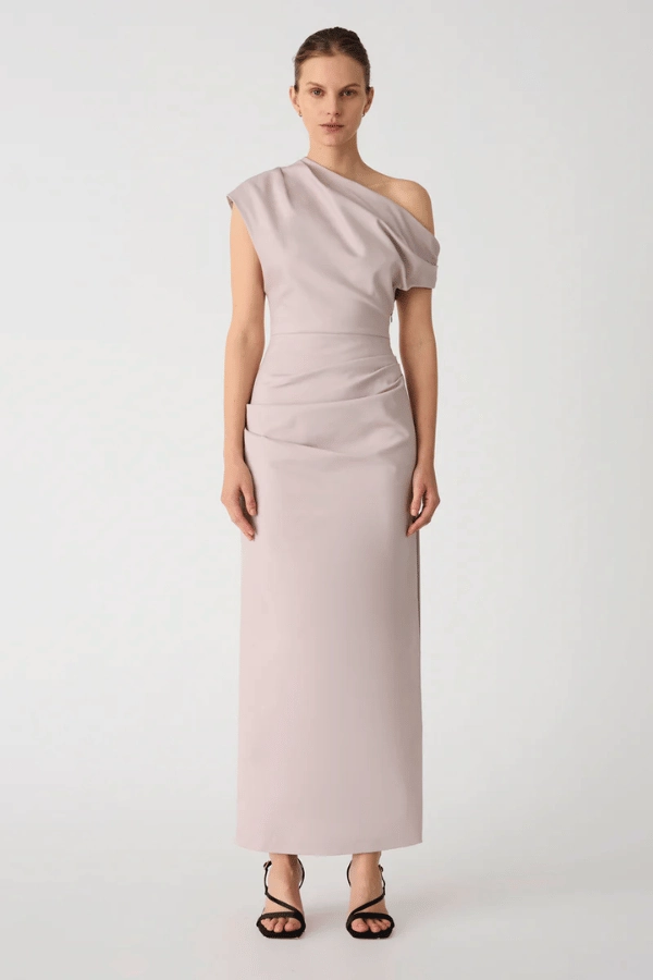 Gia Midi Dress Faded Silver Elastic-Waist