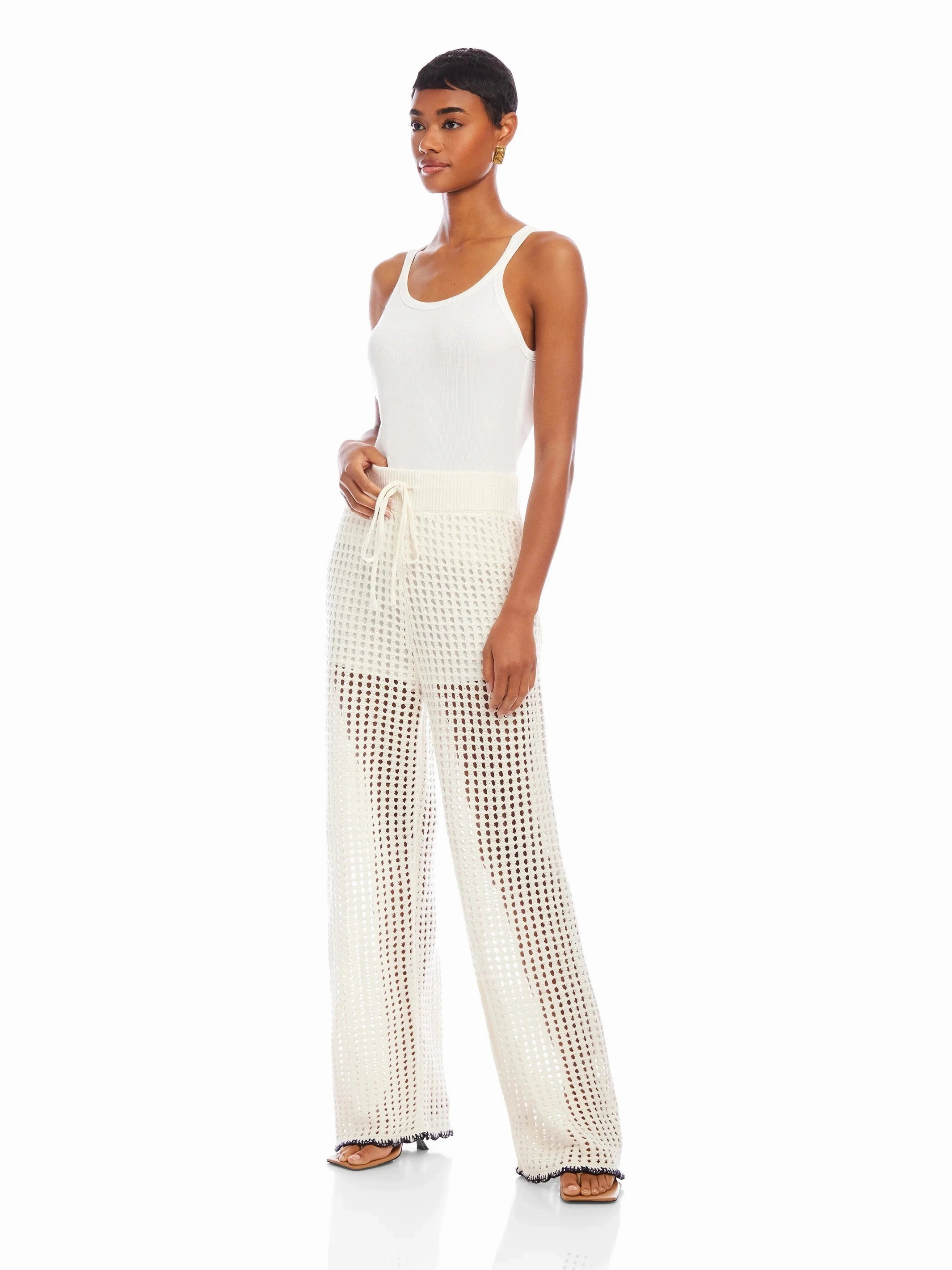 Ready For Action Gianna Crochet Pants Off White/Navy