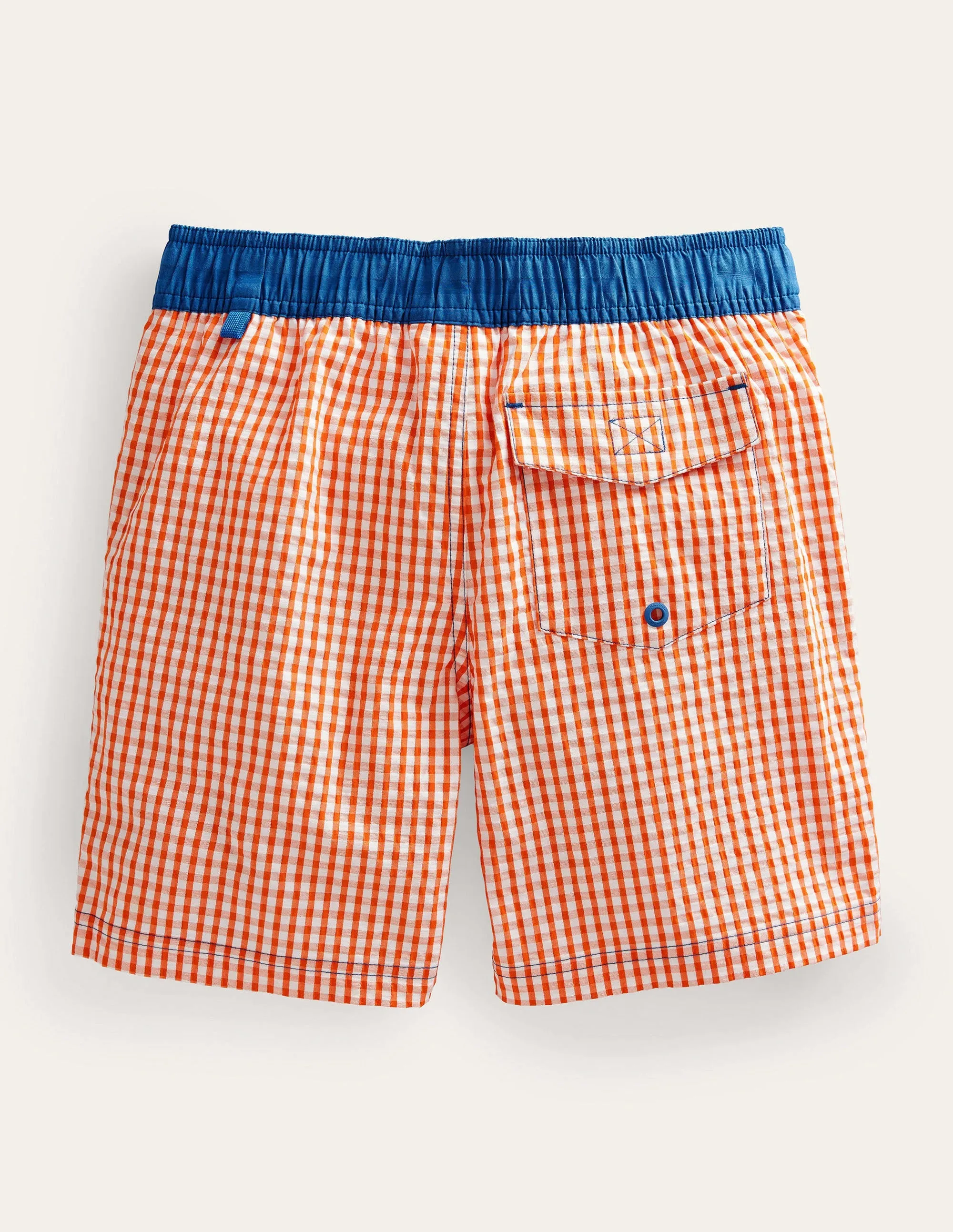 Gingham Board Shorts-Coral and Ivory Gingham