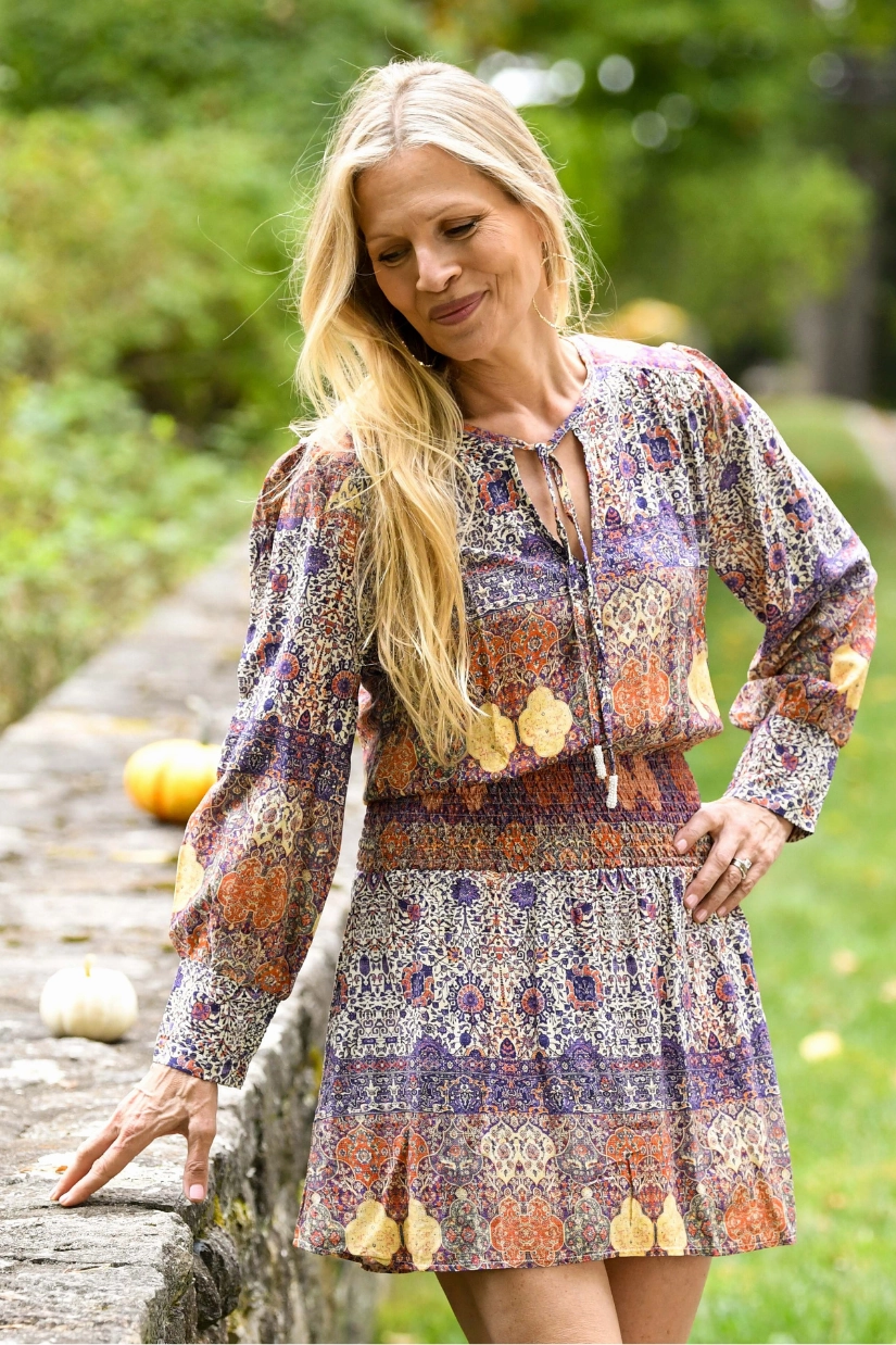 Ginny Dress / Stained Glass Plum Comfortable fit dress for all body types Cool Fabric