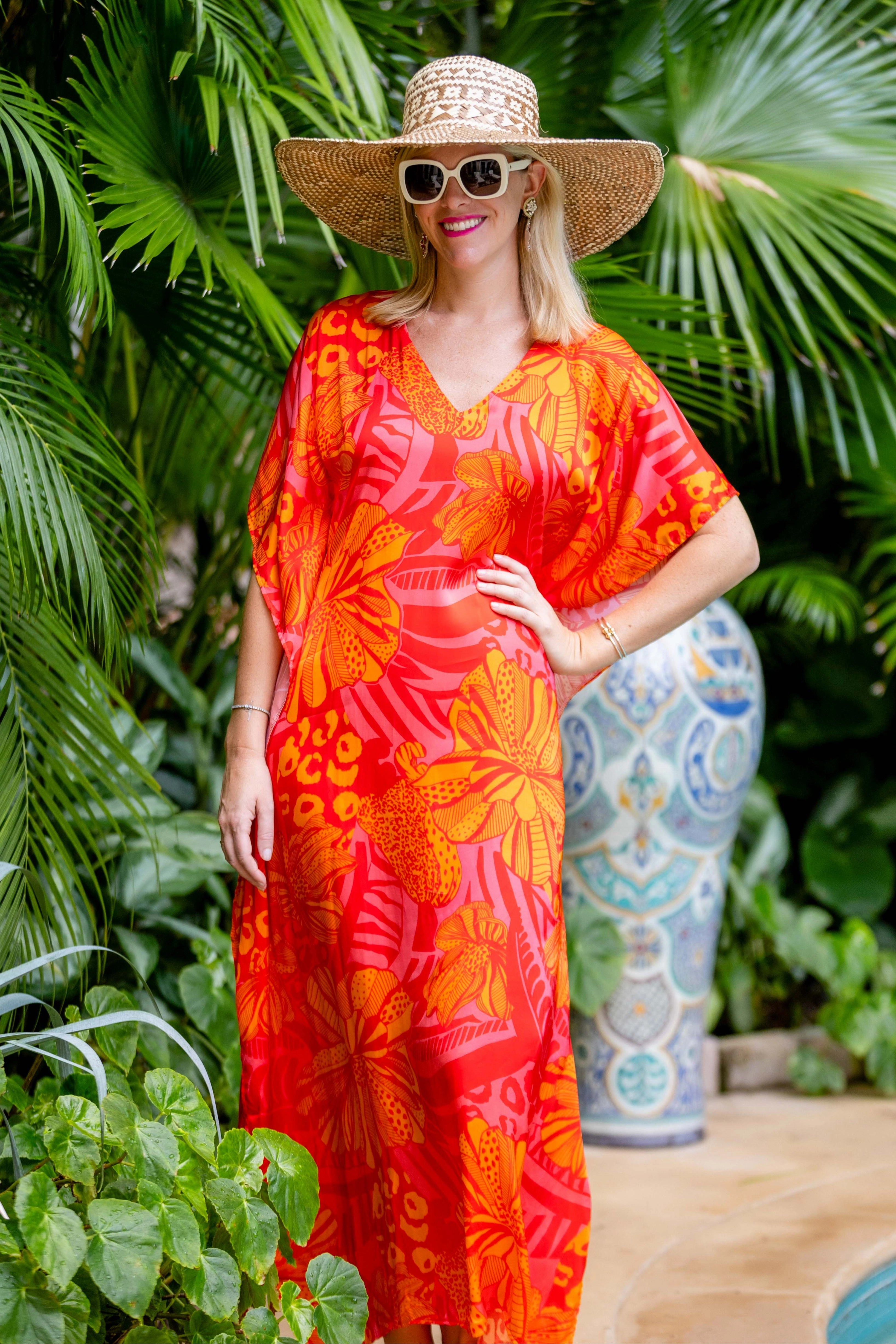 Giovanna Kaftan / Orange Pink Multi Winter-Season