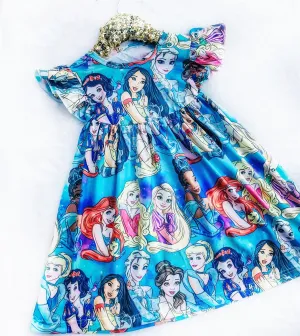 Girls Fun Character Dresses - Vibrant Turquoise Princesses