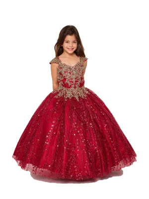 Girls Gold Coiled Stunning AB Rhinestone Ball Gown, Sizes 2-16