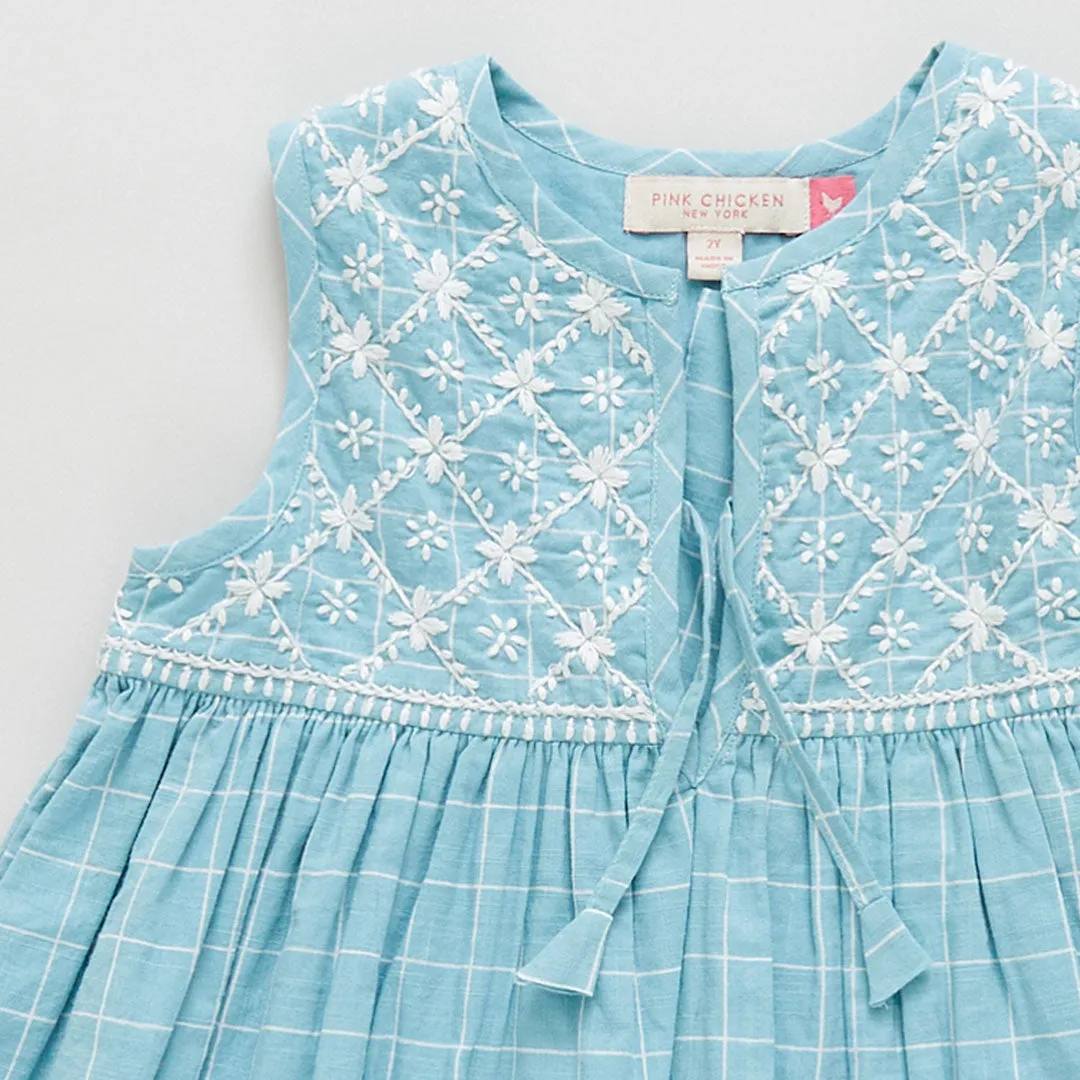 Girls Jade Dress - Blue Tattersall