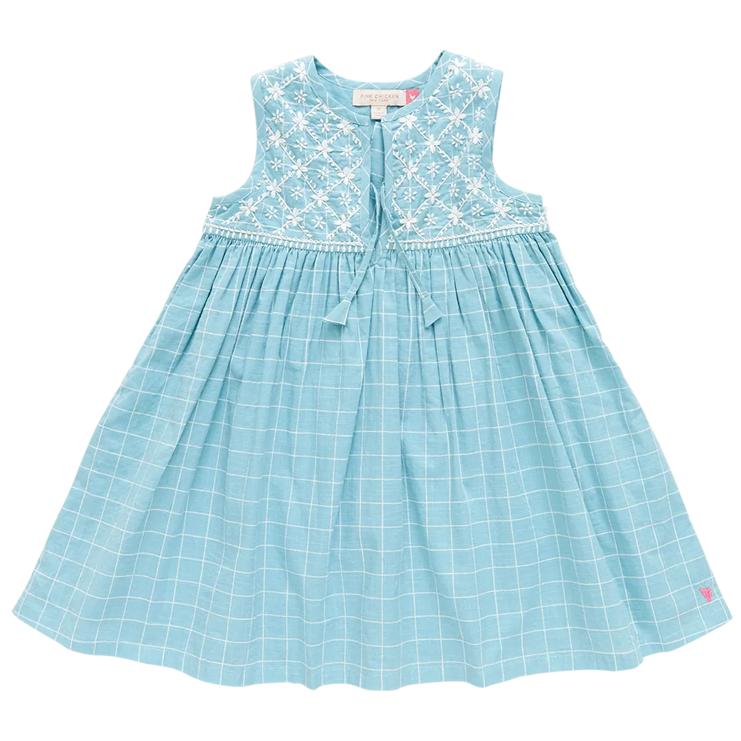 Girls Jade Dress - Blue Tattersall