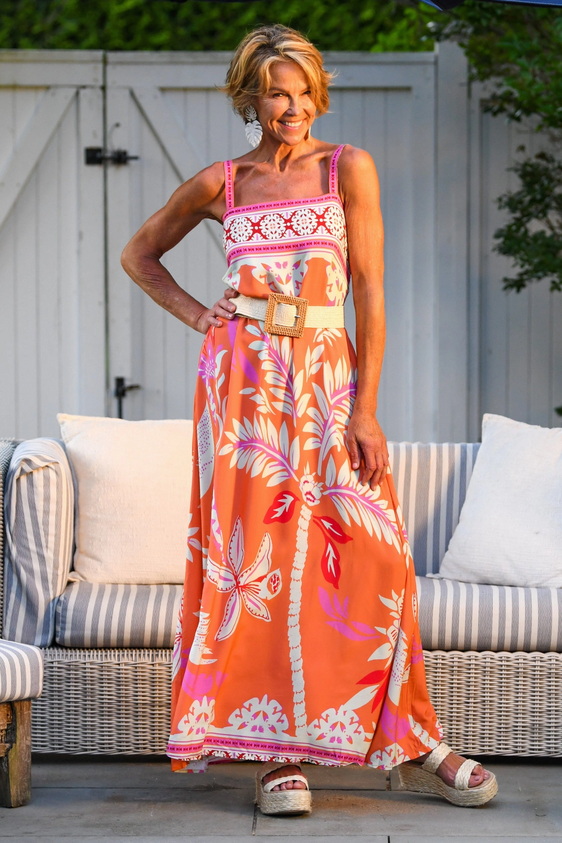 Warm Base Comfortable shift dress Giselle Dress / Orange Palm