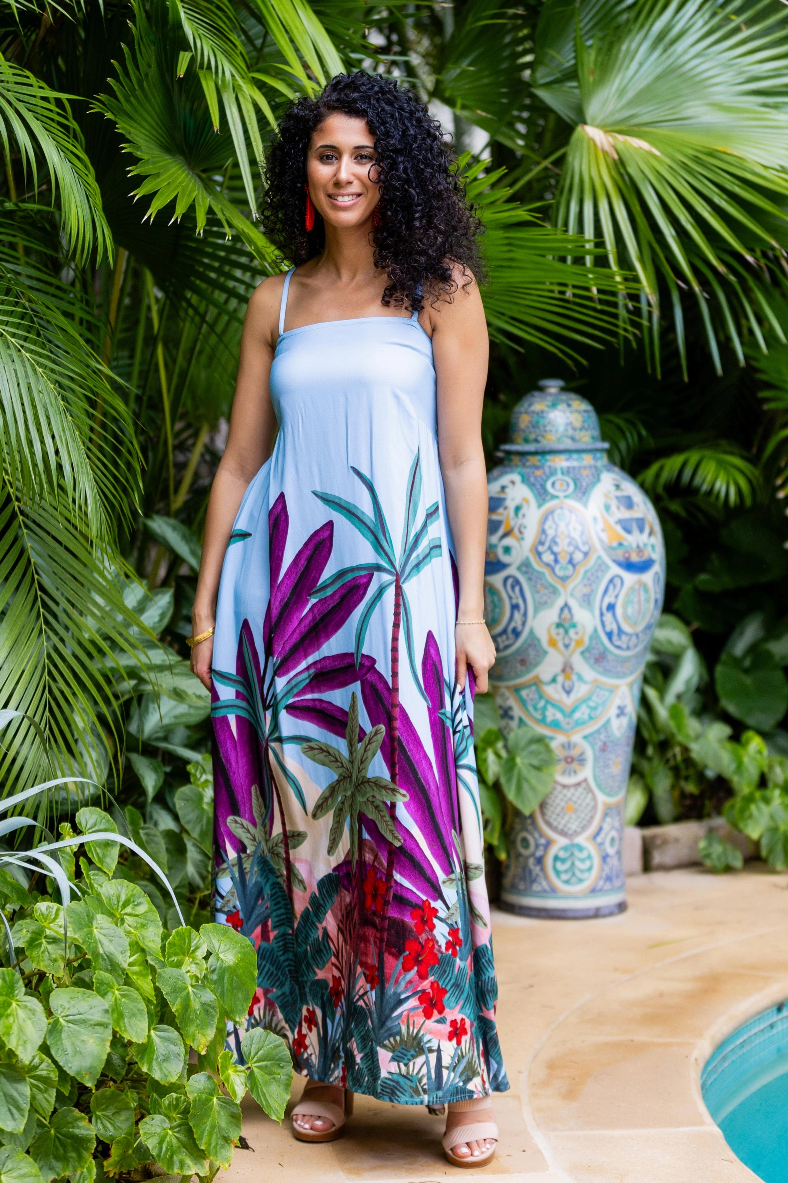 Mid layer Tailored Waistband Giselle Dress / Purple Jungle
