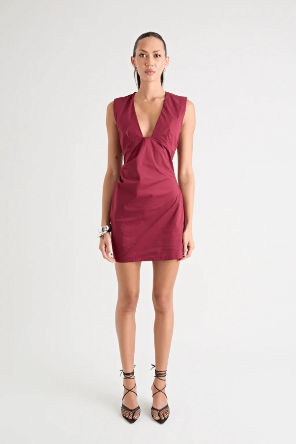 Stylish Vibe Maternity-Fit Salma Mini Dress New Wine