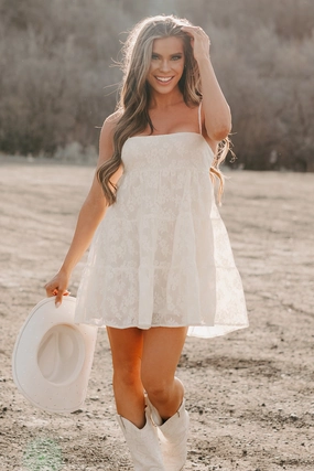 Glimmer Of Grace Floral Mini Dress (Ivory) Knit Cool Perfect Proportion